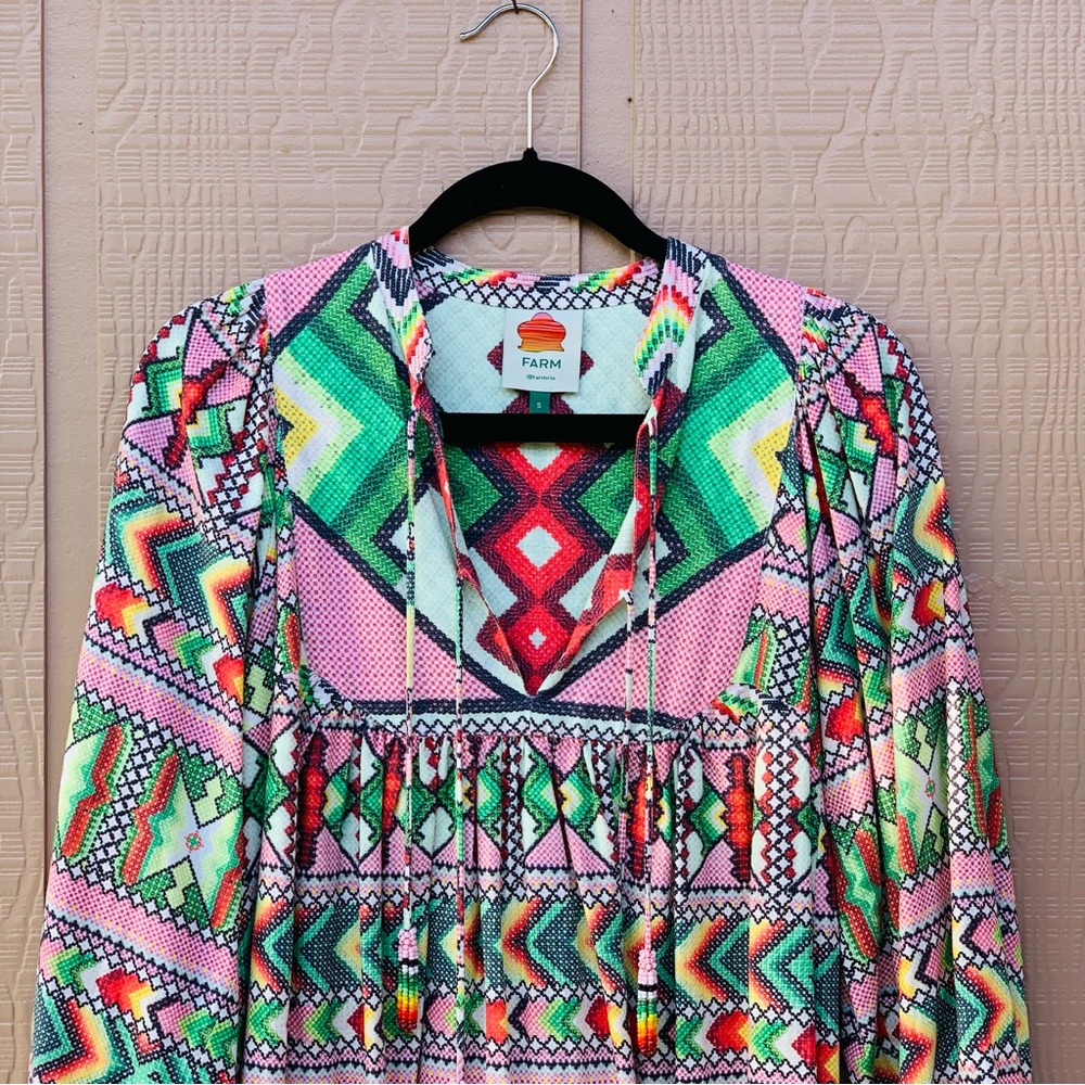 Farm Rio Colorful Geometric Patterned Dress - Picture 2 of 15